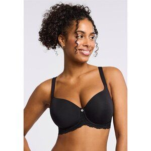Montelle 38D Bra Black Pure Plus Full Coverage T-shirt Underwire Foam Cup 9320